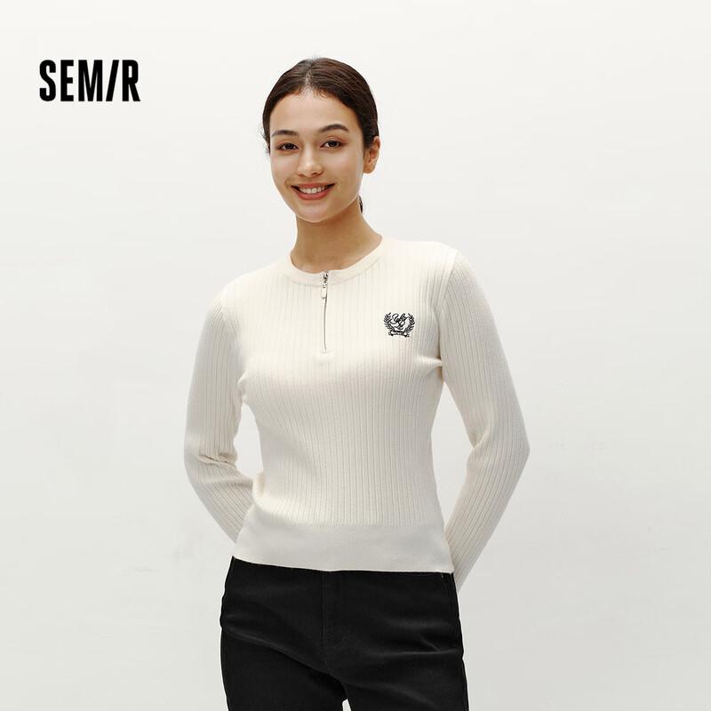 Semir Women's Embroidered Half-Zip Slim-Fit Sweater