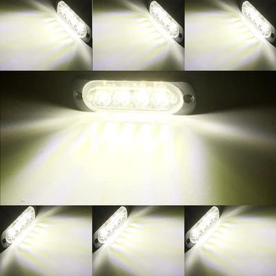 LED Emergency Warning Light, 4-Pack 4 LED Safety Emergency Flashing 12-24V Amber Strobe Hazard Warning Light Waterproof (White)