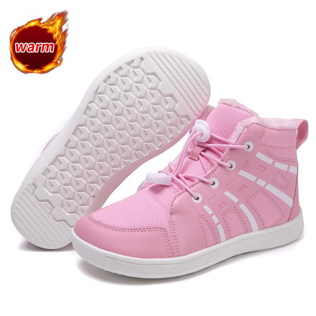 Waterproof Non-Slip High-Top Winter Cotton Boots with Velvet Lining for Unisex Children