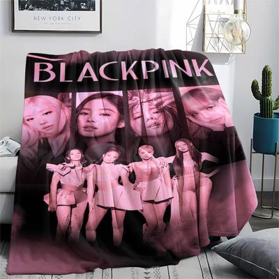 1Pc Black and Pink Print Flannel Blanket, High Quality Comfortable for All Seasons, Home Decor, Warmth and Comfort, Perfect for Gifts