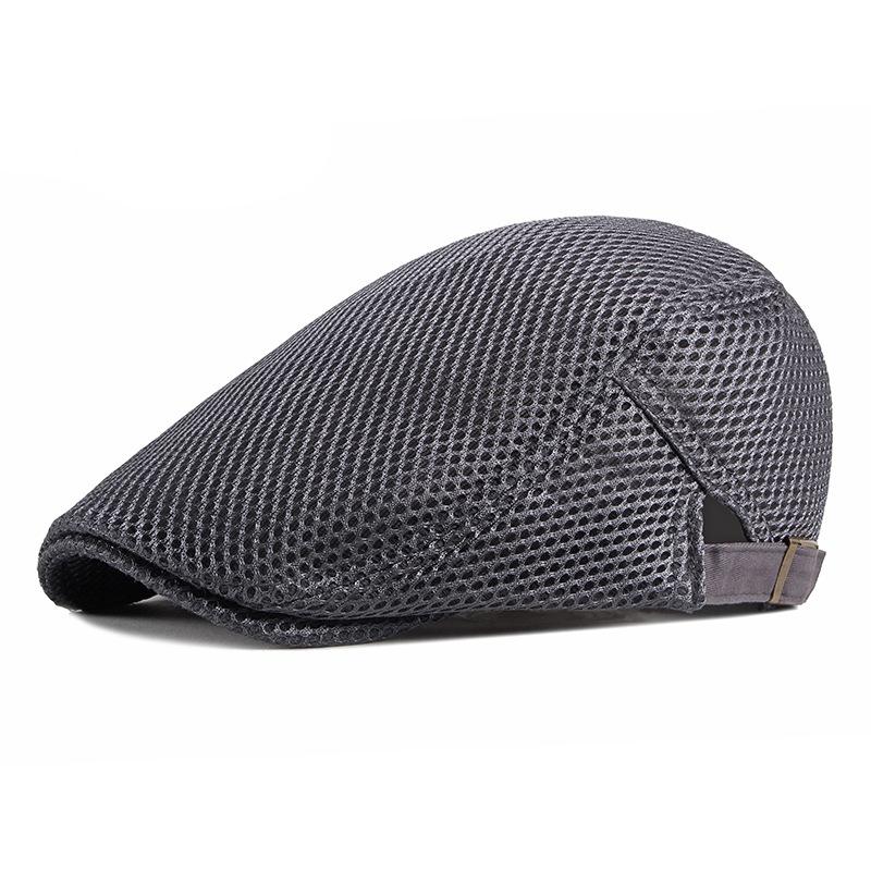 Summer thin hollow mesh breathable duckbill cap men's light plate retro sun protection forward hat