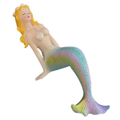 1pcs Resin Mermaid Figurine Statue Decorative Nament Model Miniature Mermaid Statue Aquarium Fish Tank Decoration Creative