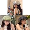 Retro Plaid Beret Hat For Women Spring Summer Sunshade Breathable Korean Style