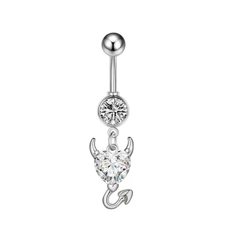 1PC Pink Color Series Crystal Belly Button Rings Snake Flower Heart Belly Ring for Women Stainless Steel Dangled Navel Piercing