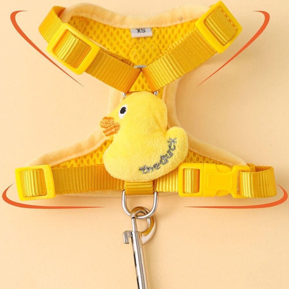 Adjustable Buckle Yellow Duck Dog Rope Vest Style Cartoon Dog Leash Pet Harness  Yorkshire