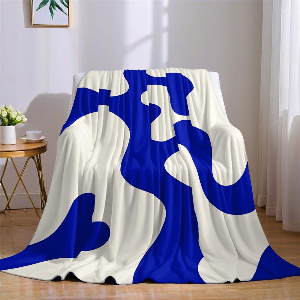 Blue Swirls Minimalist Flannel Blanket Warm Soft Halloween Christmas Couch Warm Cozy Decorative Decor Gift for All Season