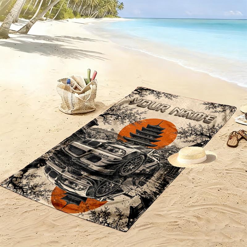 Name Custom Car posters Print Beach Towel, Large Soft Quick Dry Towel for Beach Camping Swimming