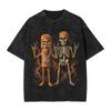 Streetwear Washed T-Shirt Tung Tung Tung Sahur Skeleton Halloween Cotton T-Shirts Trending Tshirt Man Summer Y2K Retro Clothes