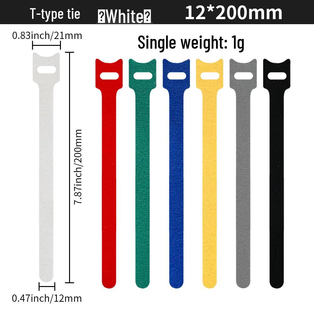 T-Type Magic Tape Cable Ties for Earphones, Data Cables, Organizers, and Network Cables with Back-to-Back Adhesive Straps.