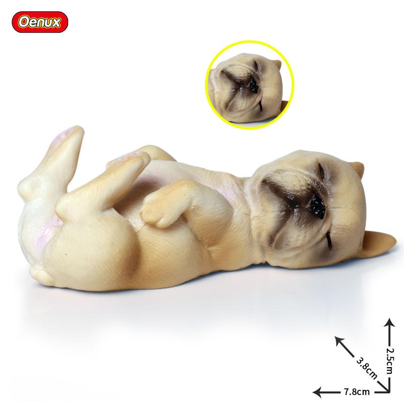 Oenux Lovely French Bulldog Animals Cute Puppy Sleep Lazy Dog Action Figures Model Figurine PVC Home Decoration Education Toy