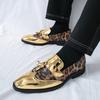 Fashion Fashionable Tassel Leather Shoes European American Style Leopard Print Patent Leather Glossy Men's Shoes Trendy Low Top Loafers