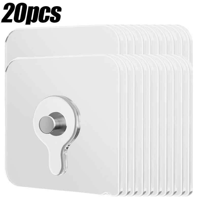 10/150x Transparent Wall Hook Stickers No Drilling No Nail Self-adhesive Photo Frame Clock Screw Hooks Hangers Holder Organizers