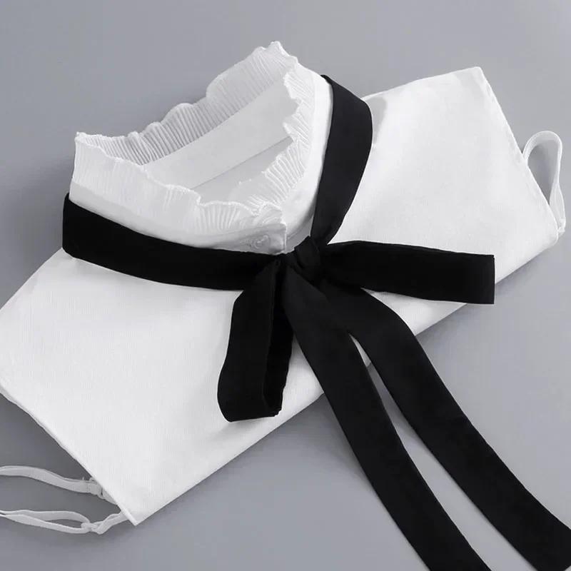 Korean Stand Lapel False Collar Women Embroidery Faux Col Half Shirt Blouse Fake Collars Sweater Shirt Detachable Collars