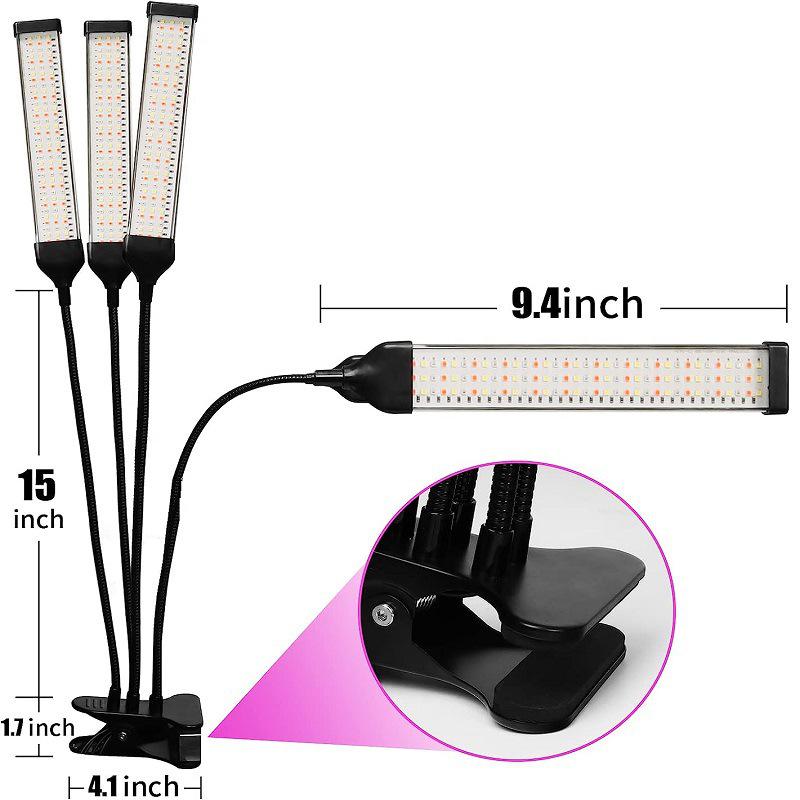LED Plant Grow Light: 12V Clip-On Full Spectrum with Dimming & Timing for Seedling Sunlight Imitation