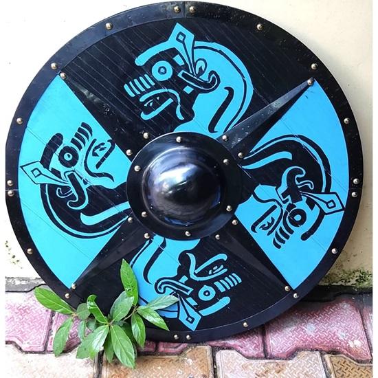 60.96 cm Medieval Viking shield, wooden Shield, Valhalla raven shield, Viking Replica shield, Medieval warrior shield