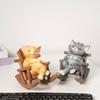 Resins Rocking Chair Cats Dog Figurine Cartoon Animal Miniature Statue for Home Office Tabletop and Shelves Decoration