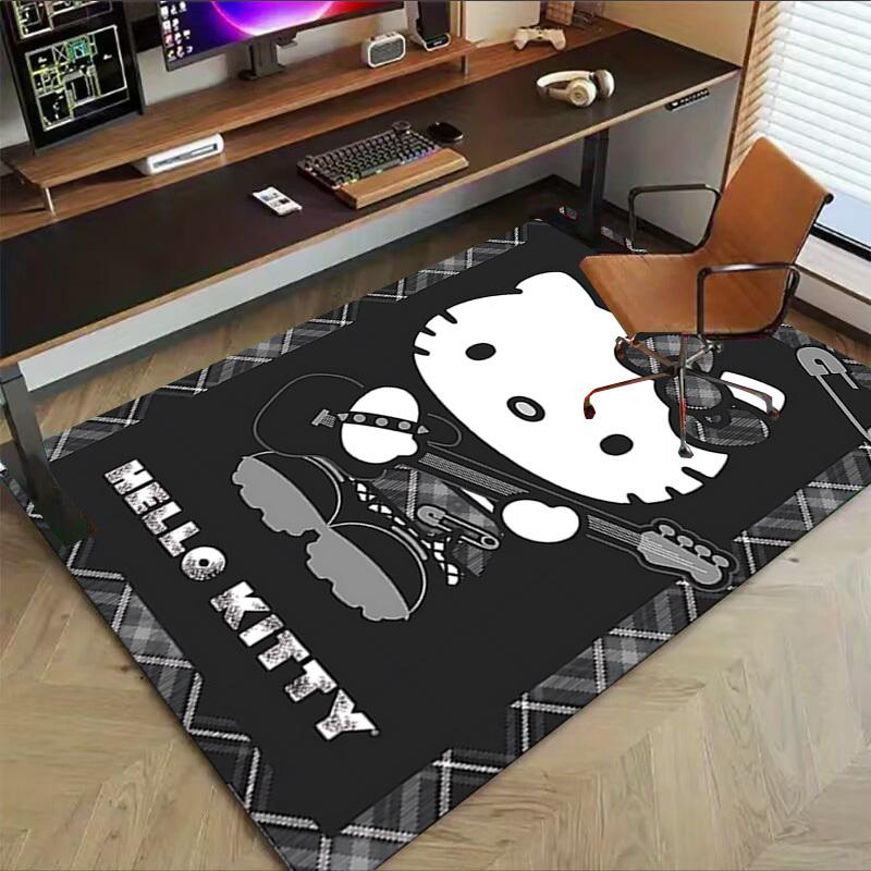 1pc Hello Kitty Home Office, Durable Polyester Floor Mat with Easy, Office Decor, Urban Style, Nonslip Backing, Highquality Fabric