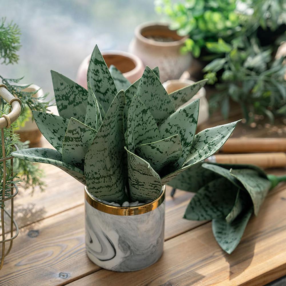 19cm Height Artificial Plant Low-Maintenance Greenery PVC Snake Plant