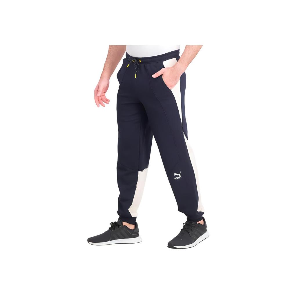 Puma Contrast Knit Drawstring Joggers Men Bottoms Navy-Blue 598582-06