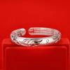 Gypsophila Heart Sutra Silver Open Bangle: Simple Women's Buddhist Bracelet