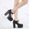 Fashion Comemore New Super High Heels Women's Shoes Black Shallow Soft Leather Pumps for Women Platform Chunky Heeled Dress Single Shoes