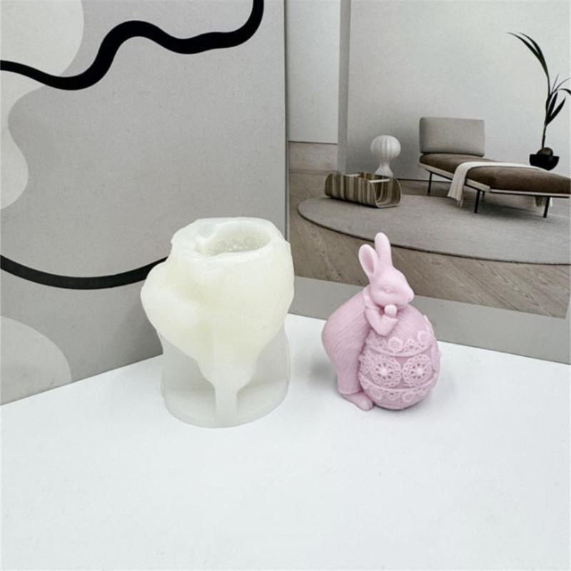 Silicone Crafts Mold Reusable Casting Epoxy Mold 3D Candle Making Easter Rabbit Silicone DIY 3D Handicrafts Resin Molds