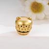 Sterling Silver 999 Cat Head Bead - Handwoven Rope Jewelry Accessory