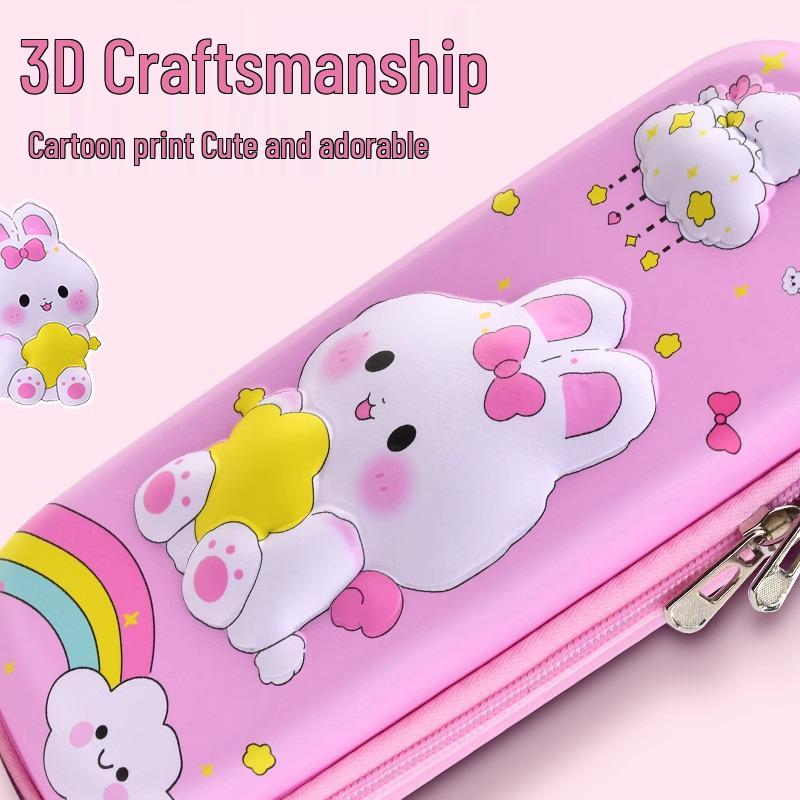 Ruby 3D Girls' Cute Multifunctional Pencil Case - Large Capacity for Elementary Students