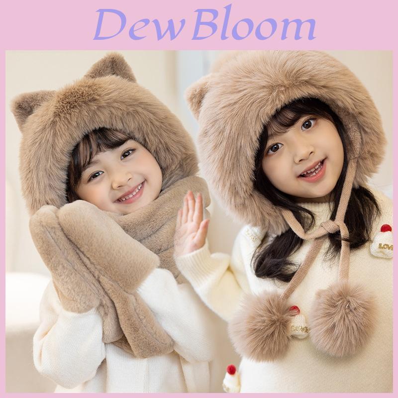 Kids Winter Knit Hat With Earmuffs And Cat Ears For Cold Weather Comfort