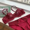Sexy Lace Bra Set for Women Plus Size Half Cup Sheer Ultra Thin Nipple Concealed Erotic Lingerie Push Up Comfort Underwear Set
