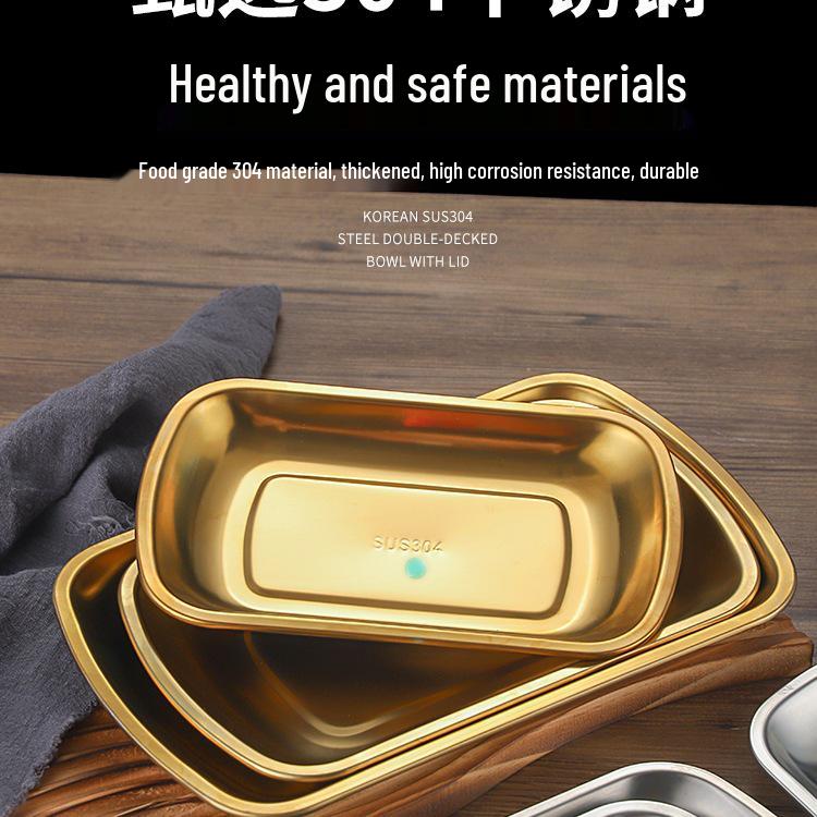 304 Stainless Steel Korean Snack & Barbecue Rectangular Plate