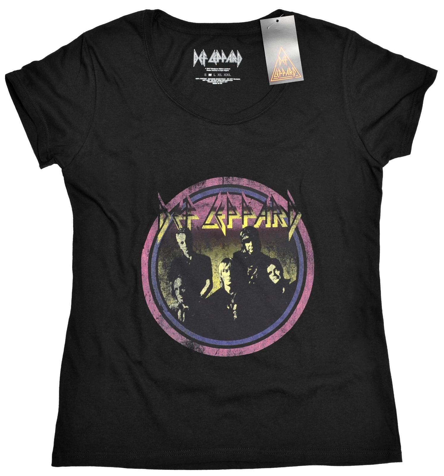 Def Leppard Ladies T Shirt Vintage Circle Band Logo M L XXL XXXXL