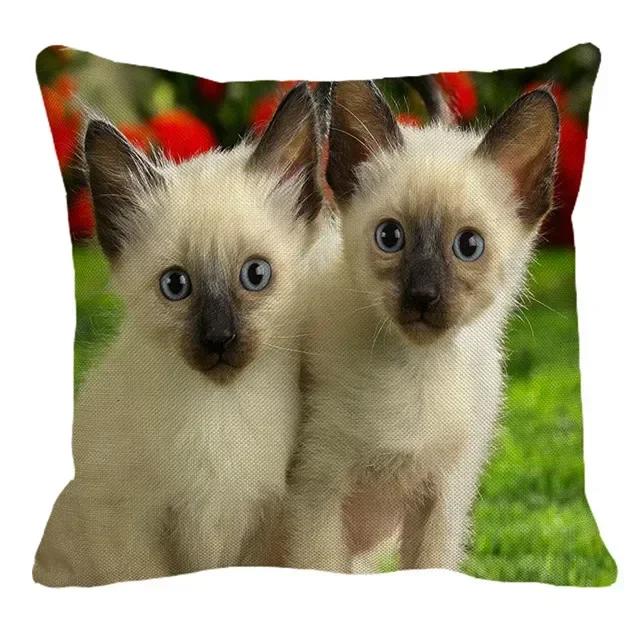 Thailand Cat Theme Pattern Double-Sided Printed Pillow Cover Short Plush Suitable Living Rooms Bedrooms Sofa Throw Cushion Cover