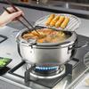 2.2/3.2/4.2L Deep Frying Pot with Thermometer Fryer Pot Tempura Fryer Pan  French Fries Frying