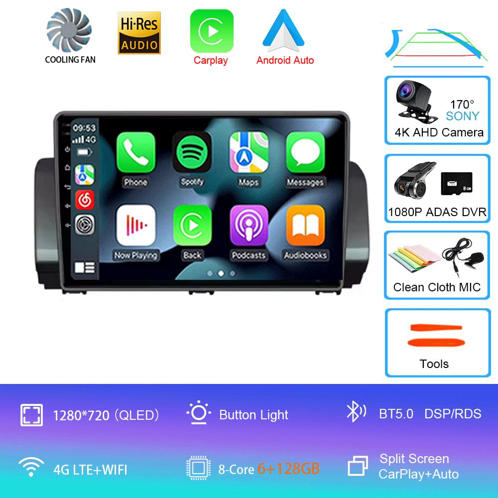 For Renault Sandero 2021 Car Radio Stereo Multimedia Video Player Navigation GPS CarPlay SWC 9" IPS DSP WIFI BT Android 14 Auto
