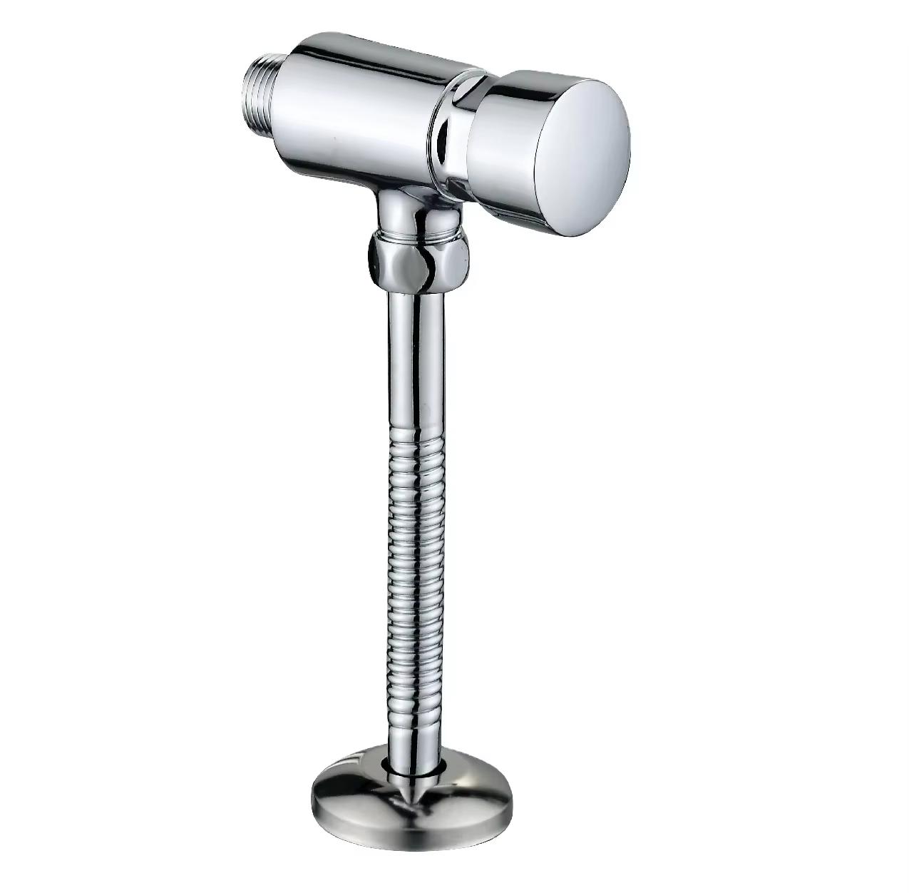 Classic Wall Mount Chrome Brass Body Brass Cartridge Time Delay Urinal Flushing Valve for Restroom