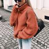 2025 Autumn Winter New European American Thick Thread Sweater Women's Popular Curled Turtle Neck Bat Sleeve Sweater