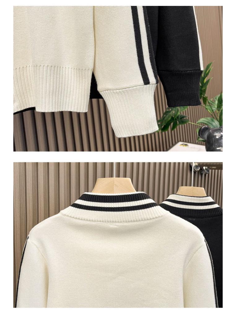 Men's Trendy Autumn Striped Half-High Neck Zip Cardigan Sweater