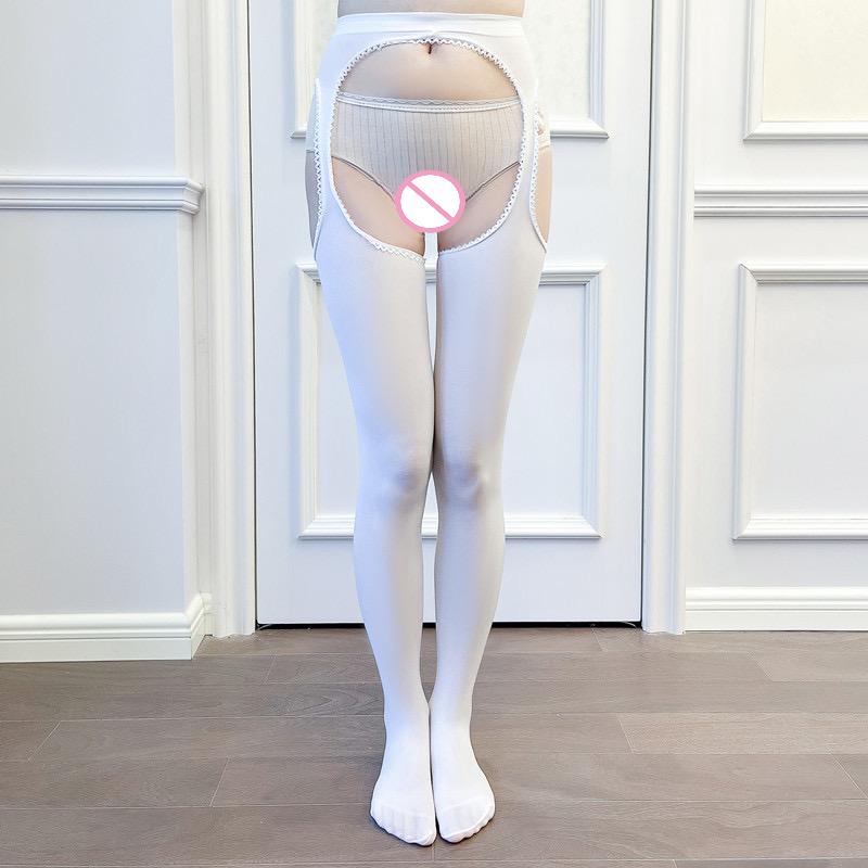 Leggings Sexy da Donna Cavallo Aperto Collant Erotici Traforati su Tutti i Lati Alta Elasticità Lingerie Calze Elastiche Trasparenti