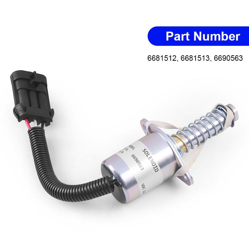 Shut Off Solenoid 6681512 6681513 6690563 12V Stop Solenoid Fit for Bobcat A220 S70 S100 S130 S150 S160 S175 S185 S205 S220