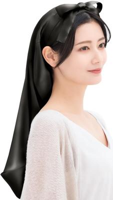 Silk Night Cap for Long Hair Silk Cap Tubular Night Cap Long Front Tie Ribbon Hair Silk Tube Long Hair Tubular Hair Cap [COCOSILK] 100% (60cm, Free,
