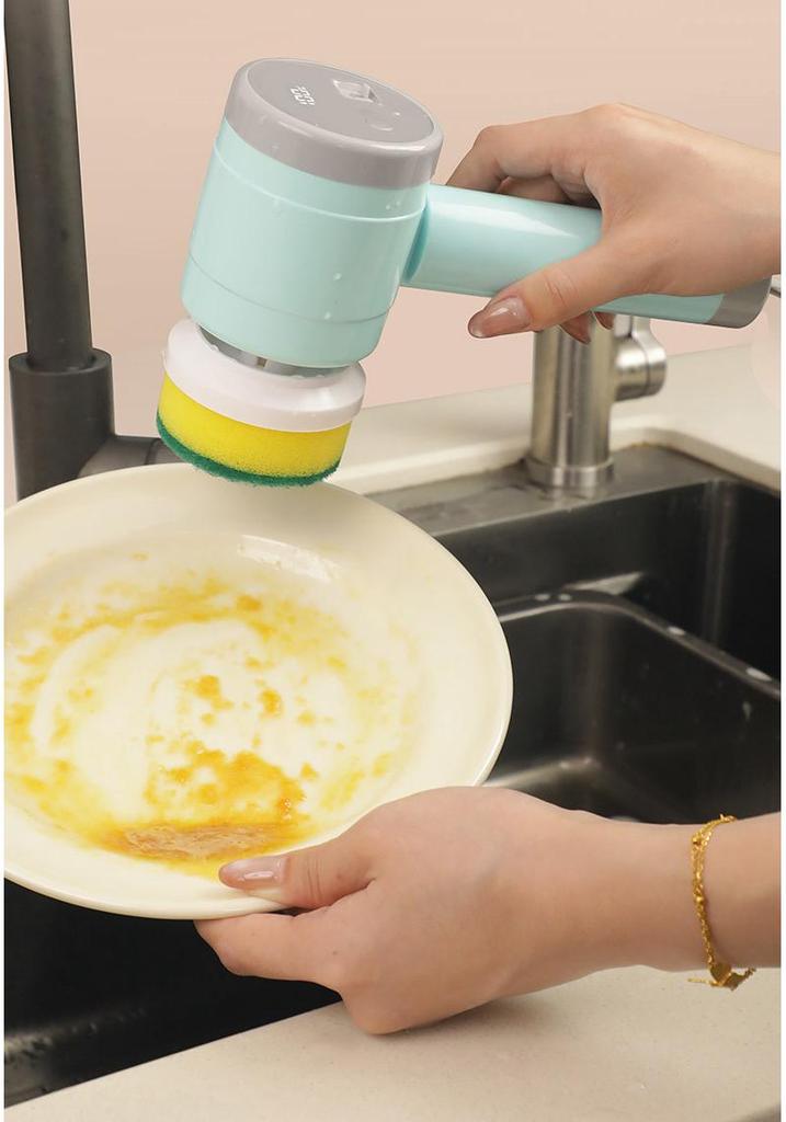 2025 Multi-Functional Electric Rechargeable Cleaning Brush with Steel Wool for Kitchen Pots