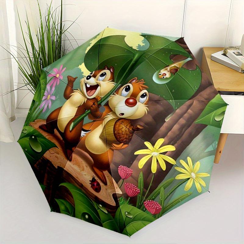 

Cartoon Chip & Dale Automatic Opening and Closing Umbrella - Lightweight 3-Fold Design, Suitable for Fans, Travel, Daily Use - Official Prod