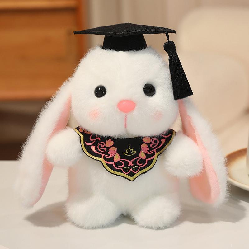 18cm Lop Konijn Dokter Bachelor Pluche Speelgoed Afstuderen Wit Bruin Cartoon Dier Gevuld Mascotte Souvenir Klasgenoot Cadeau 18cm
