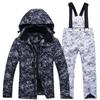 Jungen Mädchen Camouflage Ski Set Winddicht Warm Wasserdicht Outdoor Verdickt Single Board Ski Jacke Hosen