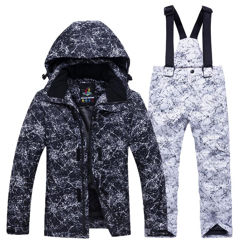Jungen Mädchen Camouflage Ski Set Winddicht Warm Wasserdicht Outdoor Verdickt Single Board Ski Jacke Hosen