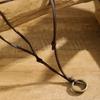 Salircon Boho Vintage Metal Double Ring Pendant Necklace Casual Korean Velvet Adjustable Rope Chain Necklace Men's Neck Jewelry
