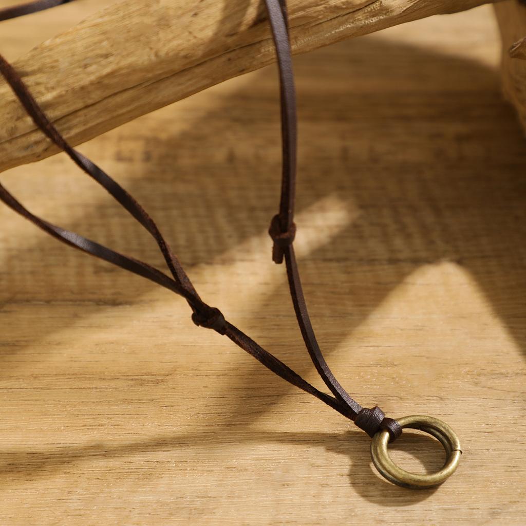 Salircon Boho Vintage Metal Double Ring Pendant Necklace Casual Korean Velvet Adjustable Rope Chain Necklace Men's Neck Jewelry