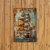 Vintage Nautical Ship Metal Tin Sign, 3D Embossed Rustic Sailboat Wall Decor, Waterproof Indoor Outdoor Home Bedroom