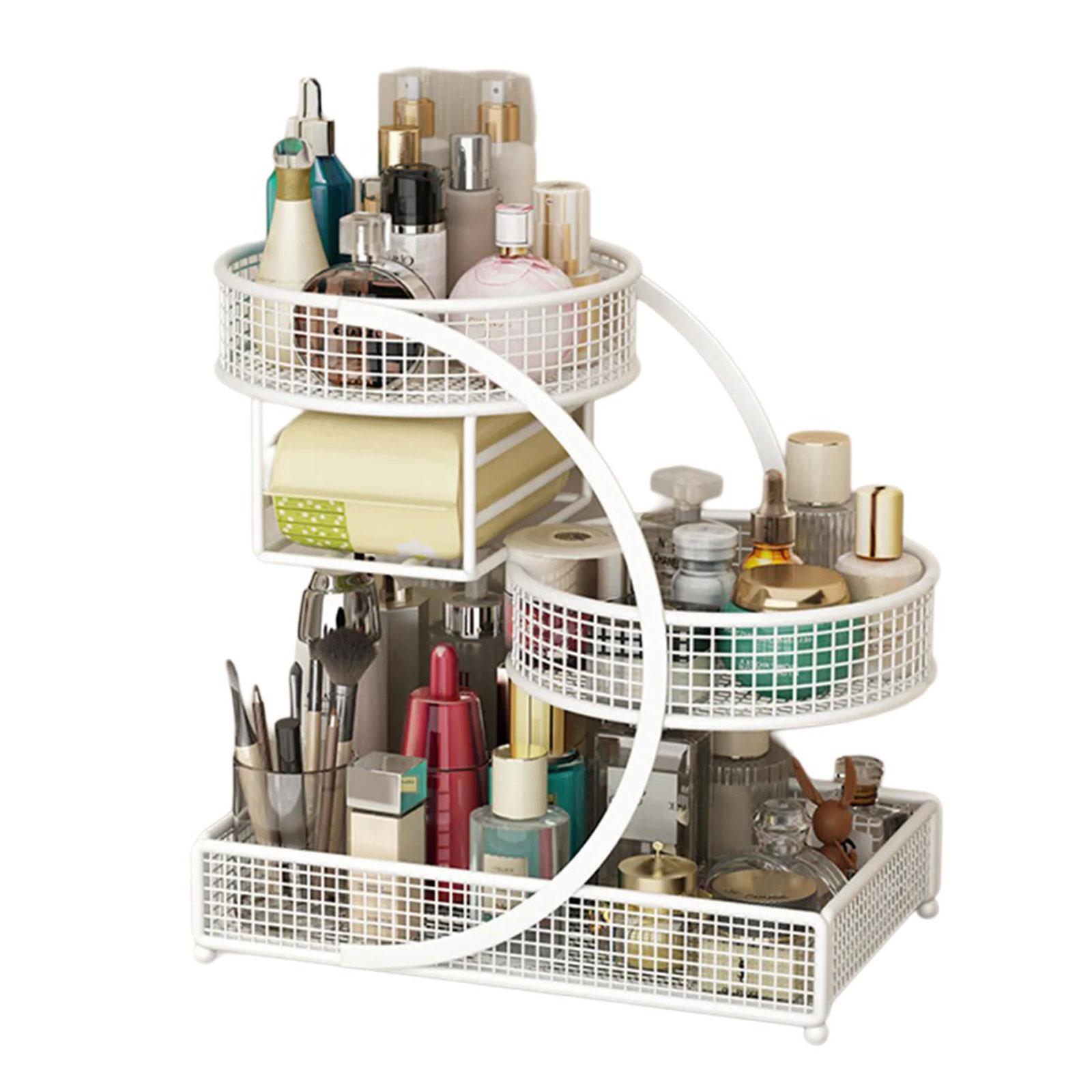 

Металлические органайзеры для косметики без сборки, портативное хранение на столешнице для ухода за кожей, губных помад, аксессуар для ванной комнаты чёрный